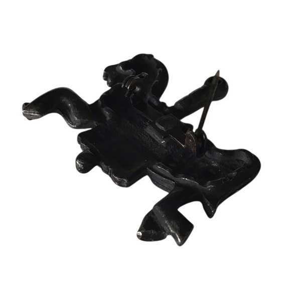 Carousel Brooch Earrings Set Horse Silver Metal Tone Fashion Jewelry - Picture 6 of 11